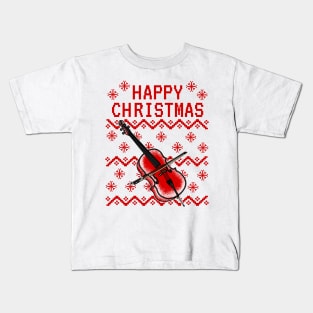 Cello Ugly Christmas Cellist Musician Kids T-Shirt